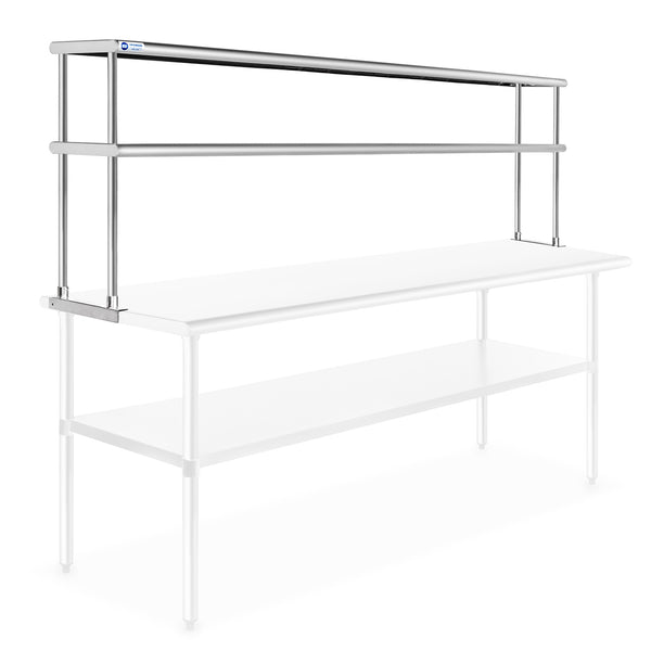 OPEN BOX - 72 x 12 Inch NSF Stainless Steel 2-Tier Overshelf